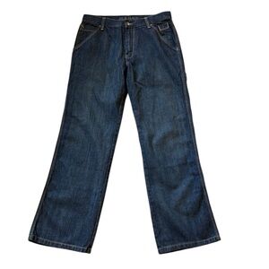 Old Navy Loose Painter Jeans Carpenter Utility Baggy Dark Blue 100% Cotton 30x32